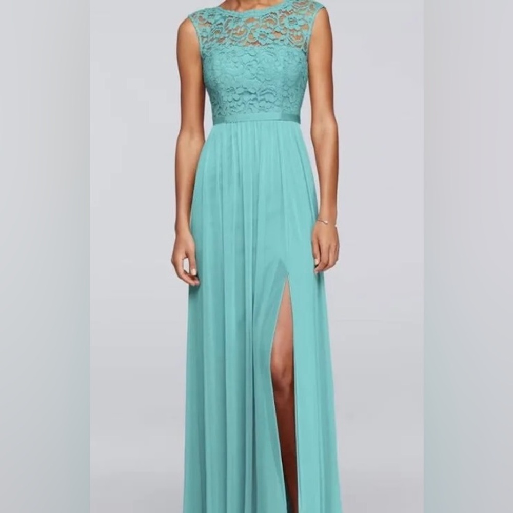 DAVIDS BRIDAL - Long Lace Top Dress sz 18 New w Tags Spa BRIDESMAID